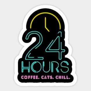 24 Hours Coffee Cats Chill Sticker